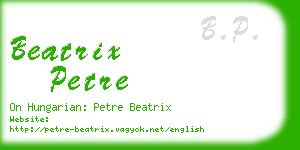 beatrix petre business card